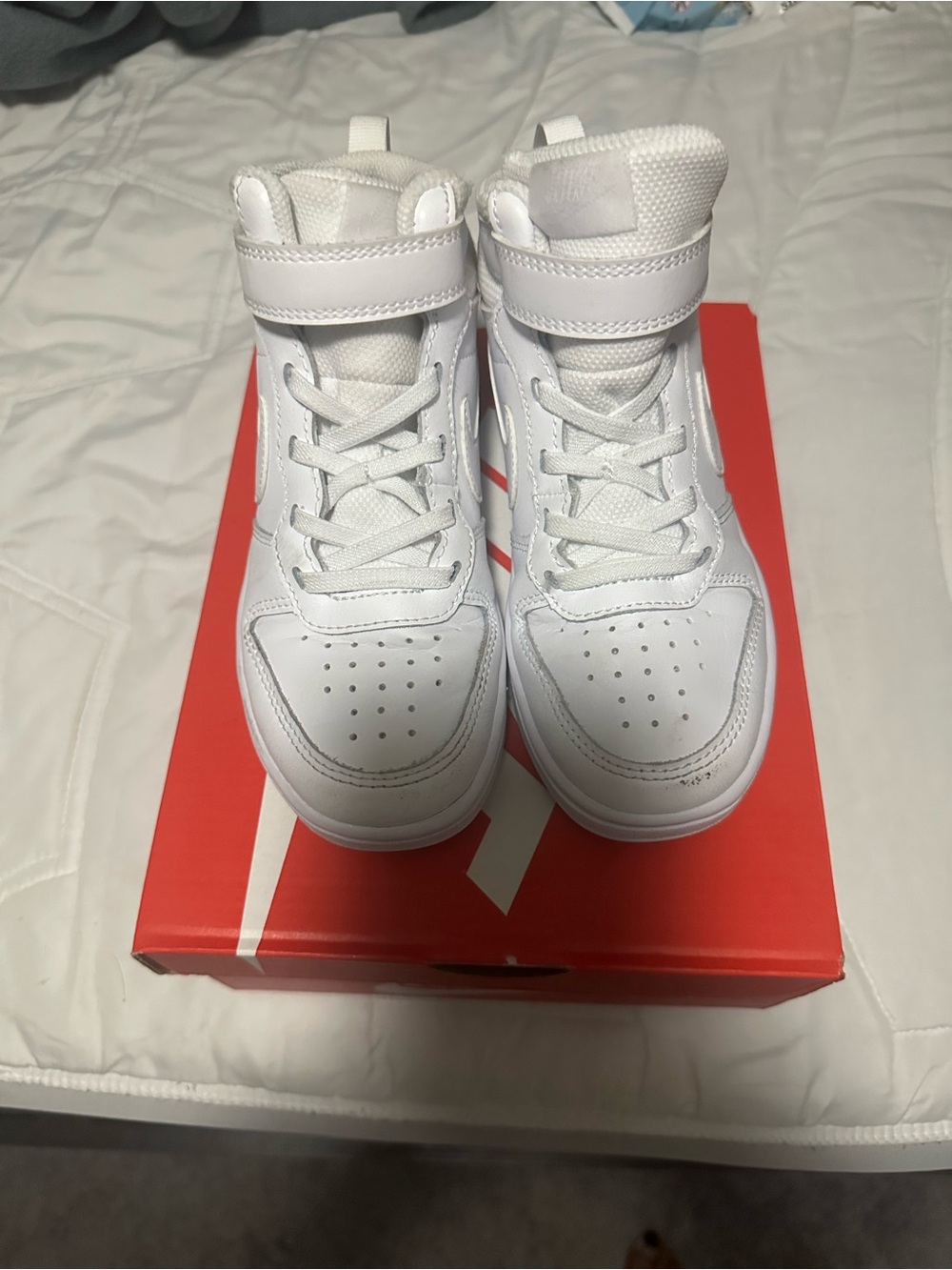 Nike Kids White High-Top Lace & Strap Sneakers
